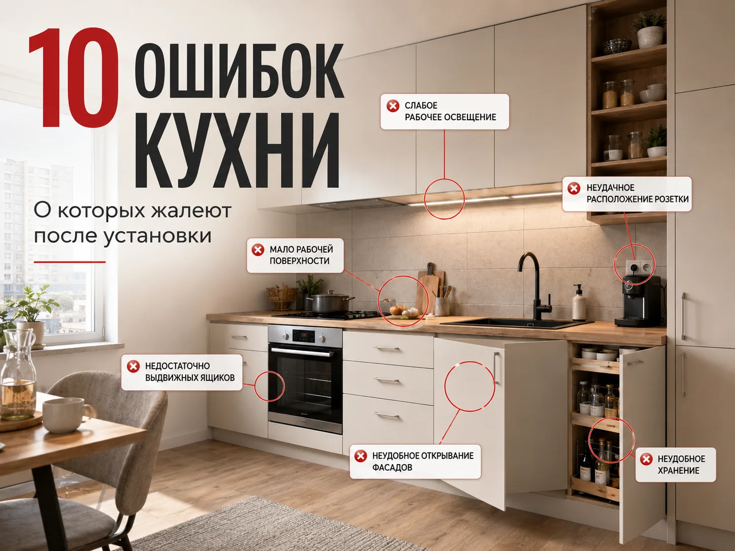 10 ошибок при заказе кухни, которые влияют на удобство